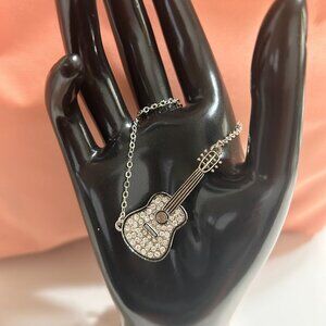 Cookie Lee Guitar Necklace NWT silver tone